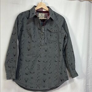 🍋 Legendary Whitetails Gray flannel hunting print pop over Shirt